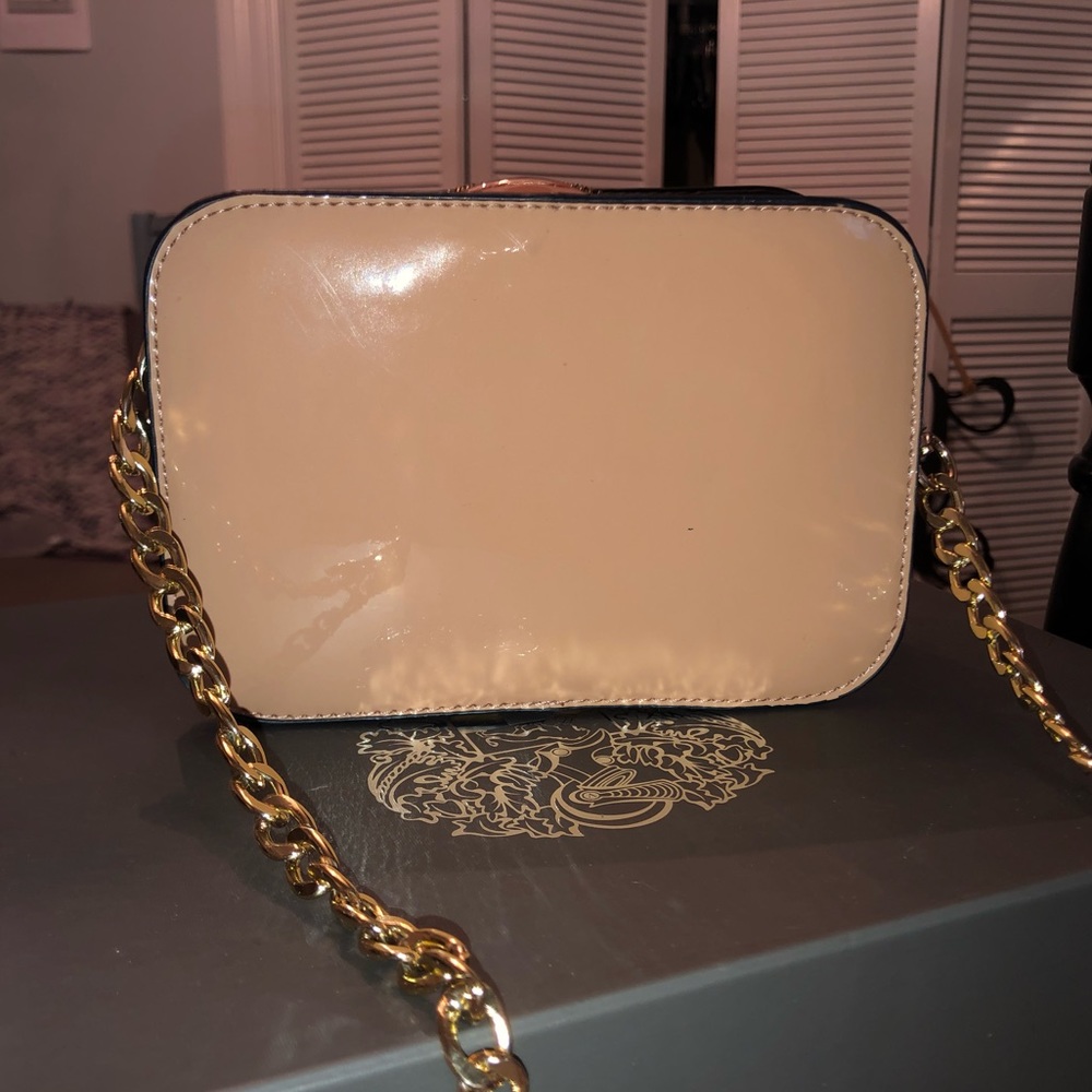 Blush Pink Crossbody Bag with Gold Chain